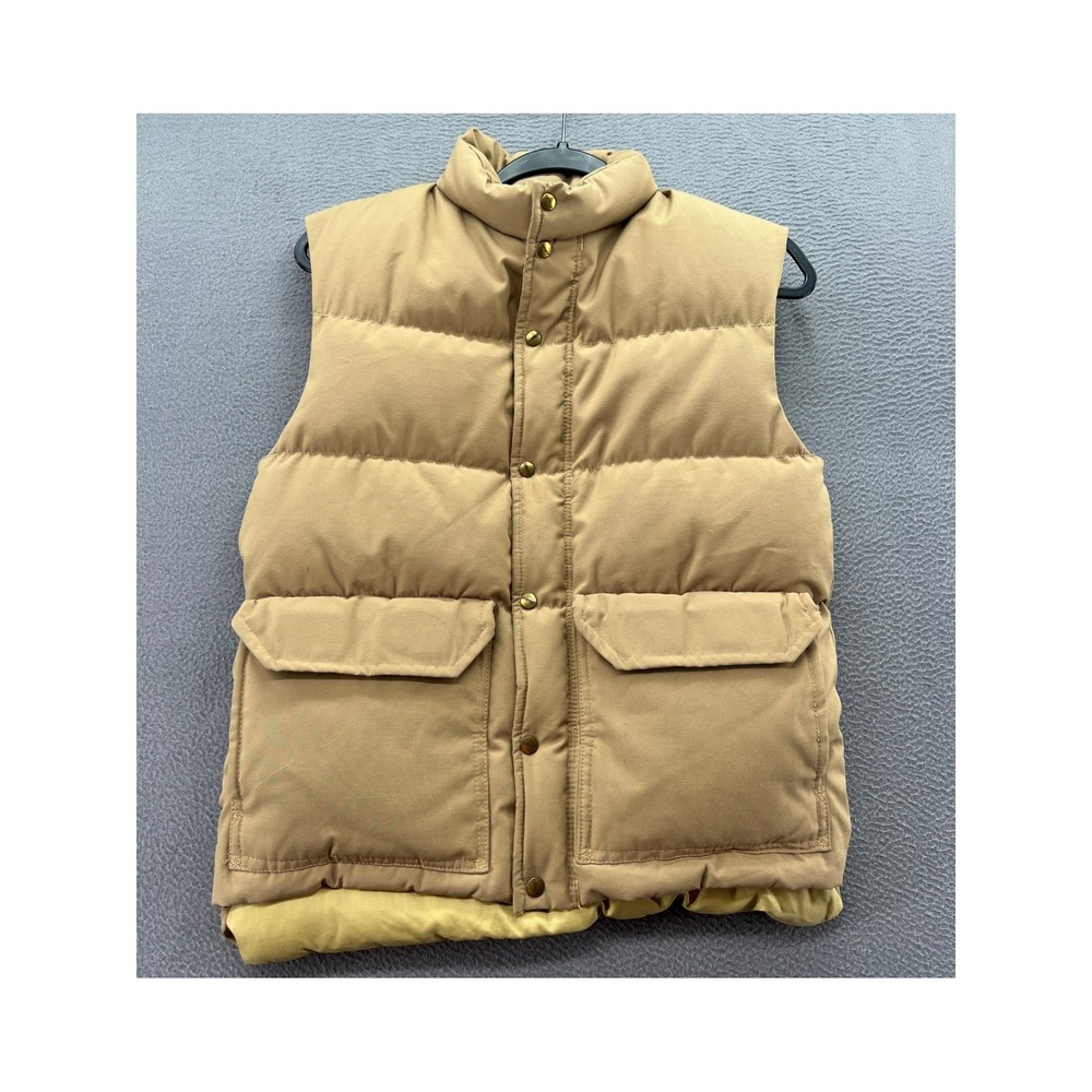 Vintage Camp 7 Boulder Colorado Puffer Vest Mens Small USA Tan Down Made in USA